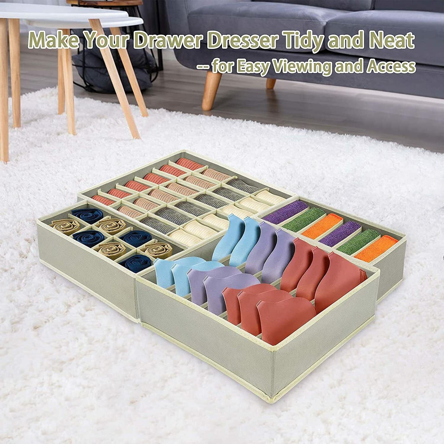 4 Pcs Underwear Organizer Foldable Closet Tie Bra Cabinet Drawer Dresser Storage