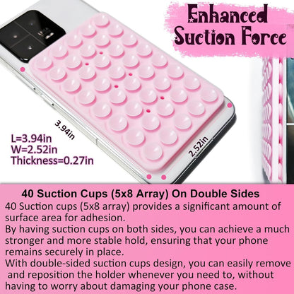 2 Pack Silicone Suction Cup Phone Case Mount Double Light Pink&White