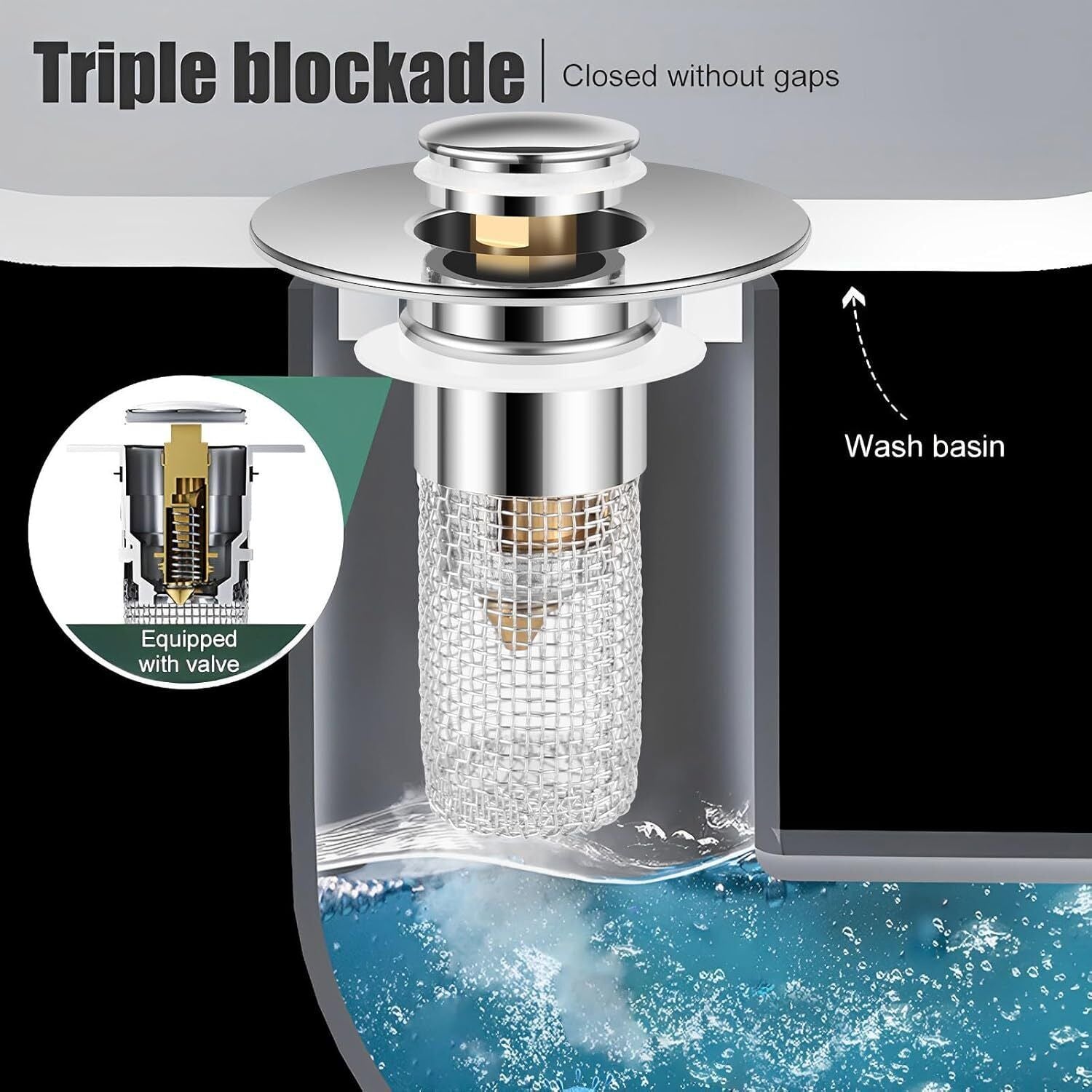 Effortless Drain Protection: Universal Bathroom Sink Stopper & Hair Catcher Strainer