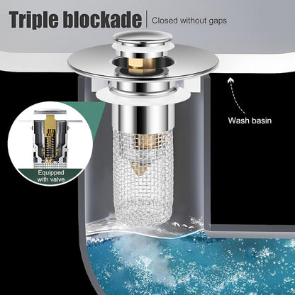 Effortless Drain Protection: Universal Bathroom Sink Stopper & Hair Catcher Strainer