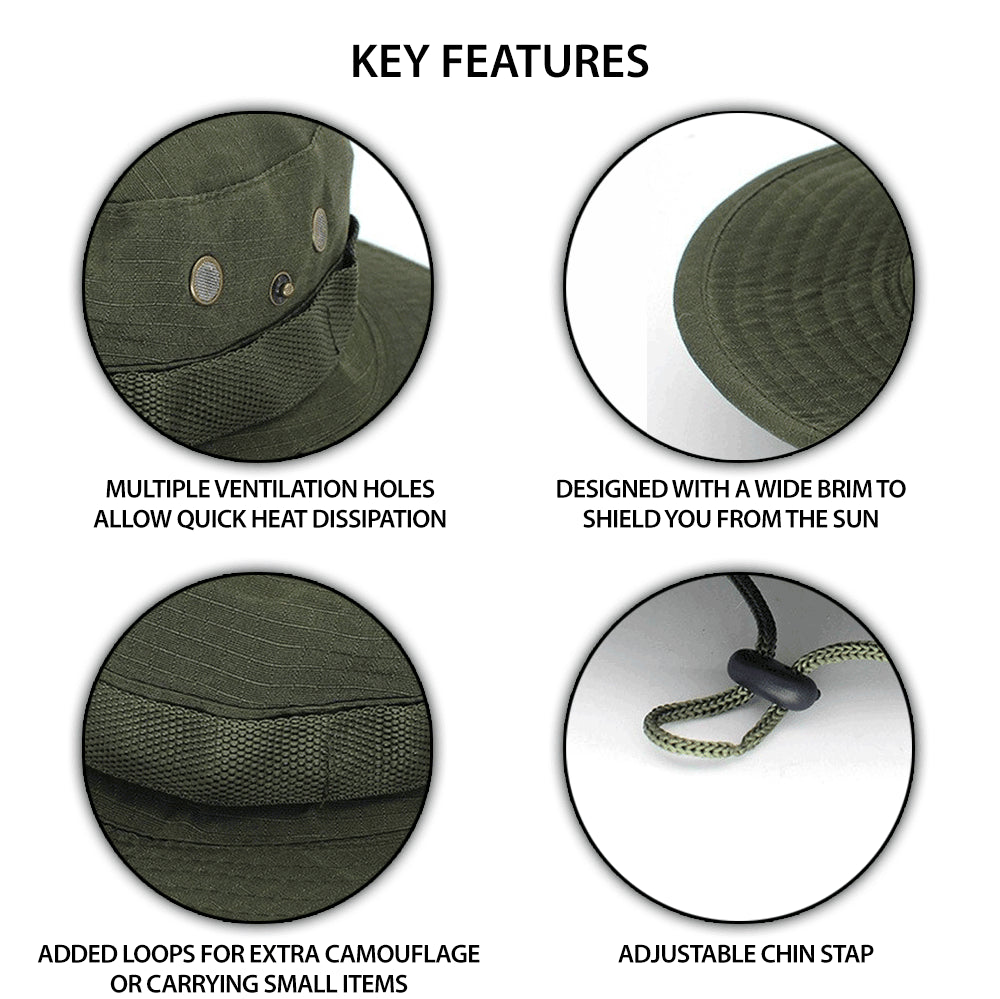 Boonie Bucket Hats Outdoor Fishing Hunting Wide Brim Mesh Camo Safari Sun Cap