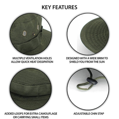 Boonie Bucket Hats Outdoor Fishing Hunting Wide Brim Mesh Camo Safari Sun Cap