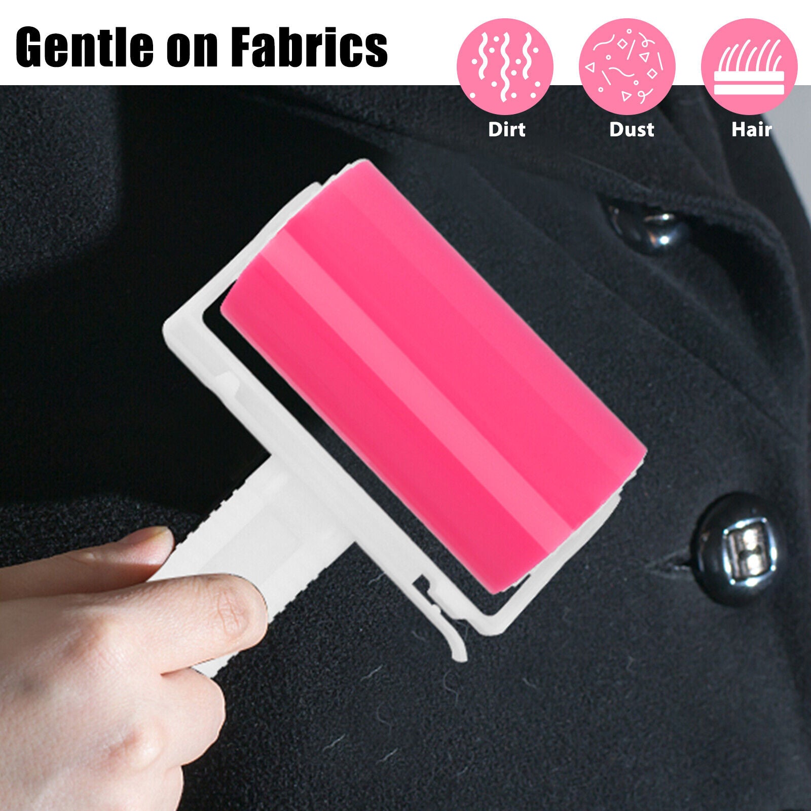 2 Pcs Sticky Lint Roller Washable Reusable Clothes Pet Hair Remover Dust Cleaner