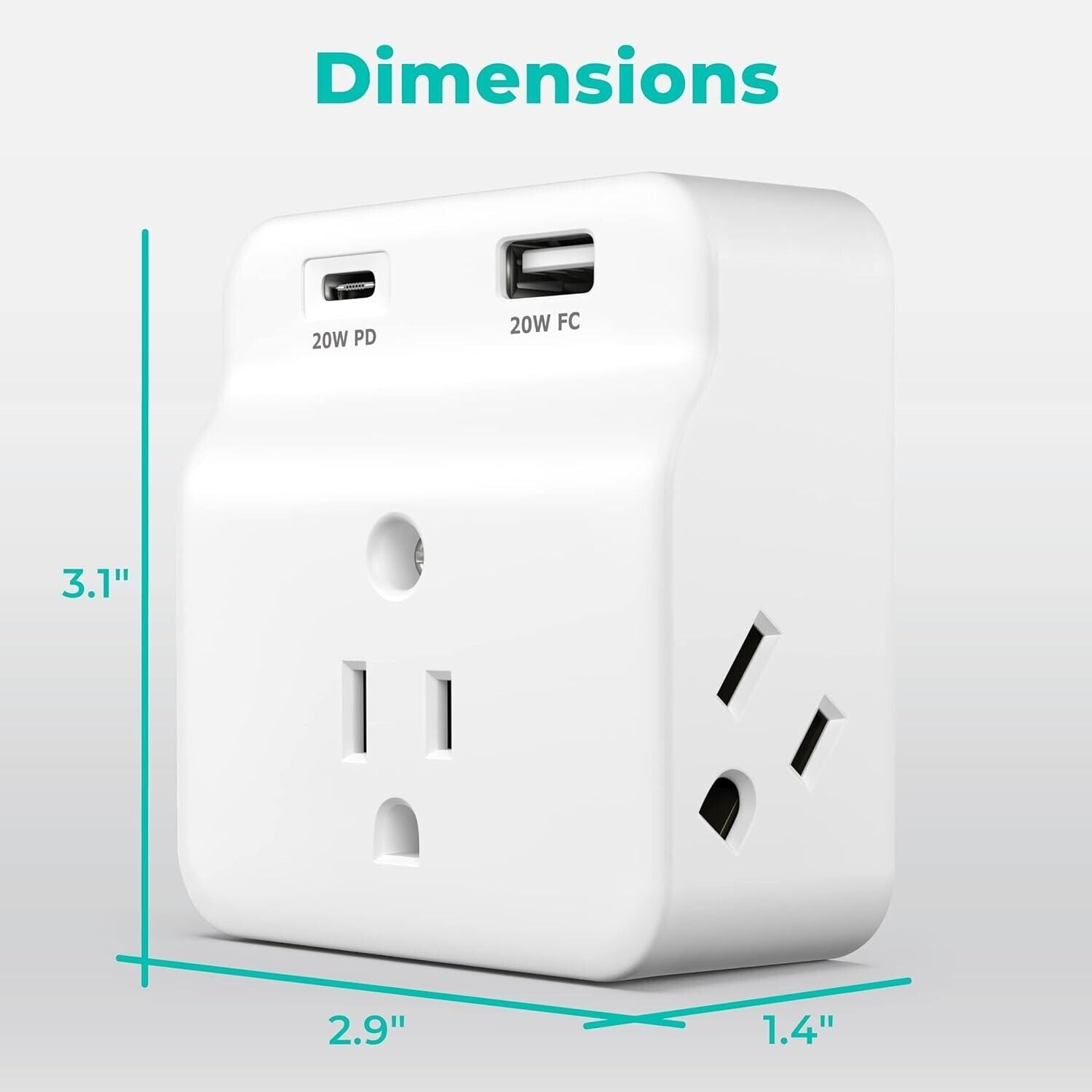 USB Wall Charger Surge Protector - 5 Outlet Extender with 4 USB Charging Ports