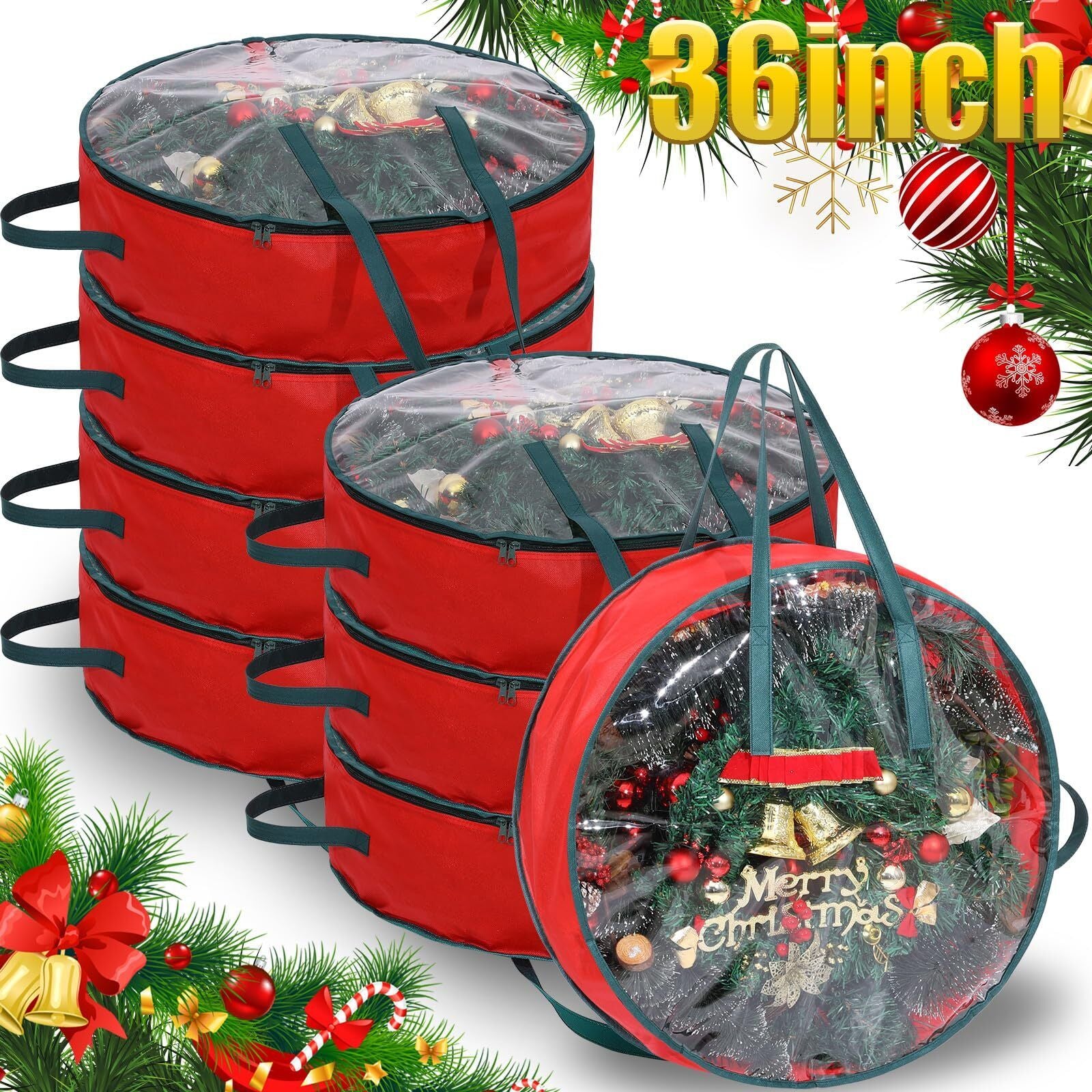 Clear Christmas Wreath Storage Bag 4 Pcs Christmas Wreath Storage Bag Clear Wreath Box Wreath Storage 