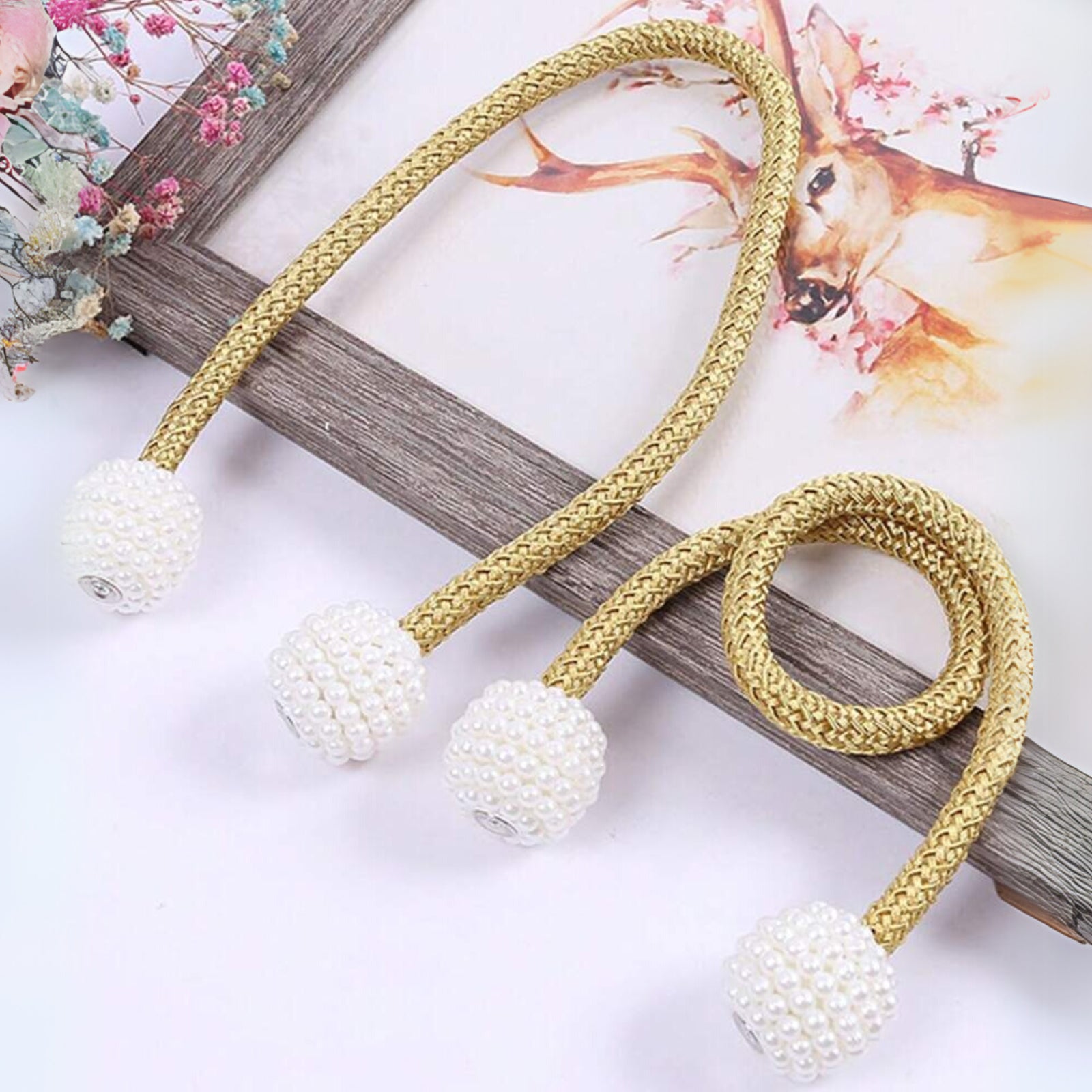 2Pcs Curtain Tiebacks Holdbacks Magnetic Buckle Woven Tie Hold Back Clips Rope