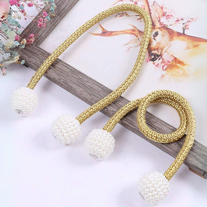 2Pcs Curtain Tiebacks Holdbacks Magnetic Buckle Woven Tie Hold Back Clips Rope