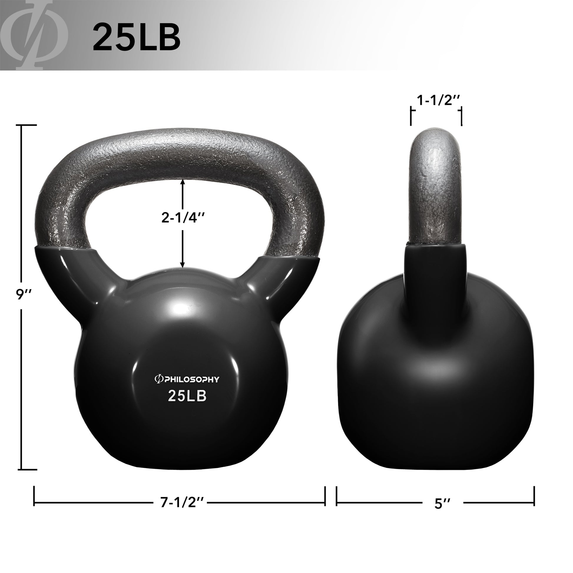 Vinyl Coated Cast Iron Kettlebell, 5 Lbs to 50 Pound Weights