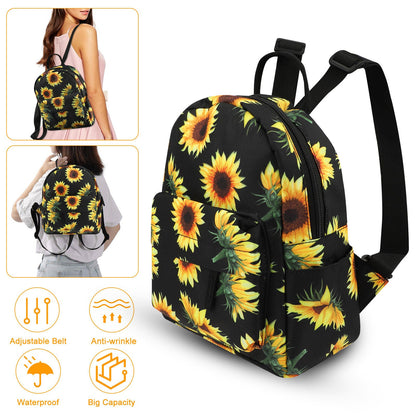 Mini Sunflower Backpack for Women – Cute Purse, Shoulder Rucksack & Travel Bag, Stylish & Lightweight Handbag for Daily Use!
