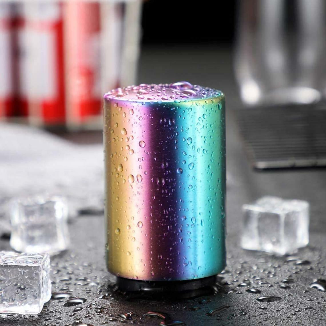 Magnet Automatic Beer Bottle Opener Push down Soda Cap Collector Stainless Steel