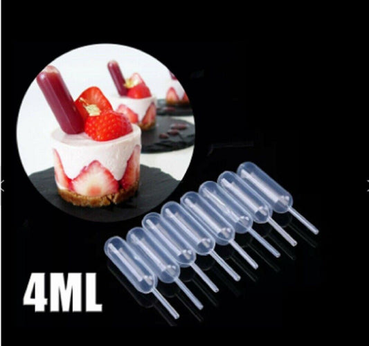 Plastic Squeeze Pipettes 50PCS – 4ml Disposable Droppers for Cupcakes, Ice Cream, Baking, Dessert Decorating, Candy Making & Party Treats – Food Safe