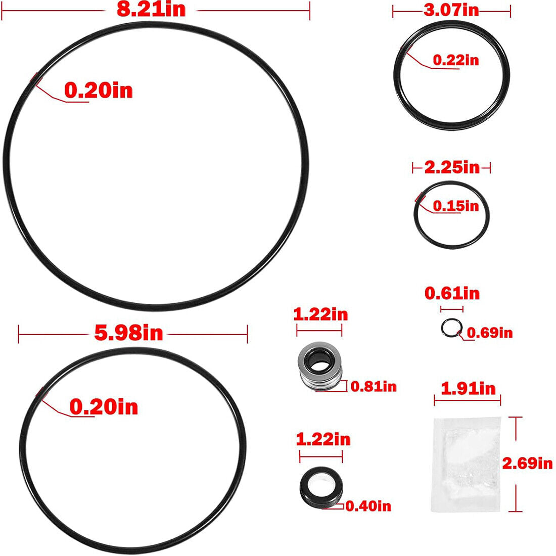 Pentair SuperFlo O-Ring Repair Kit Supermax 78 Pool Pump Gasket Seal O-Ring Rebuild Repair Kit