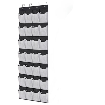 Over the Door Shoe Organizer - 28 Large Pockets for 14 Pairs of Shoes, Space-Saving Hanging Storage for Closet, Bedroom, Fits Most Doors with Hooks