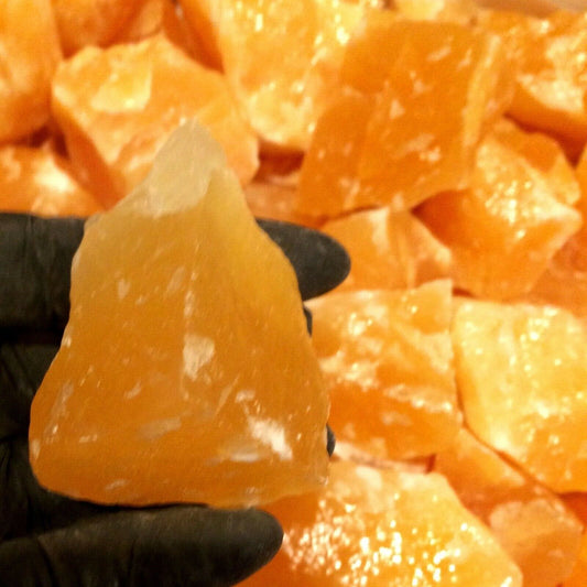 1/2 Lb LOT Calcite Orange Natural Crystal Rough Gemstone Raw Stone Bulk Healing