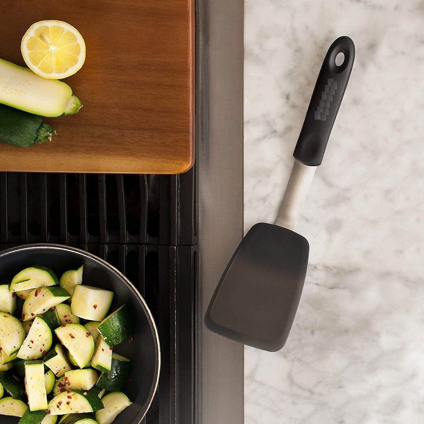 Silicone Spatula Turner - Heat Resistant 440°F, Non-Stick, BPA-Free, Stainless Steel Core, Soft Grip Handle - Perfect for Pancakes, Eggs & Cooking!