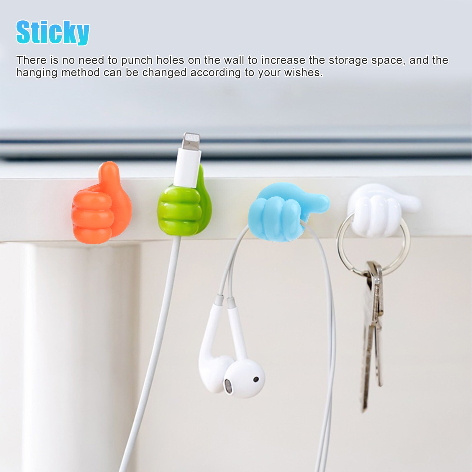 40X Thumb Shape Self Adhesive Hook Multifunctiona
