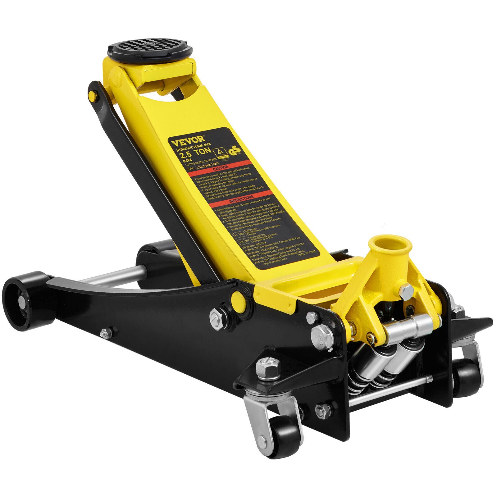 VEVOR 2.5T Lift Low Profile Floor Jack Heavy Steel Dual Piston Auto Rapid Pump