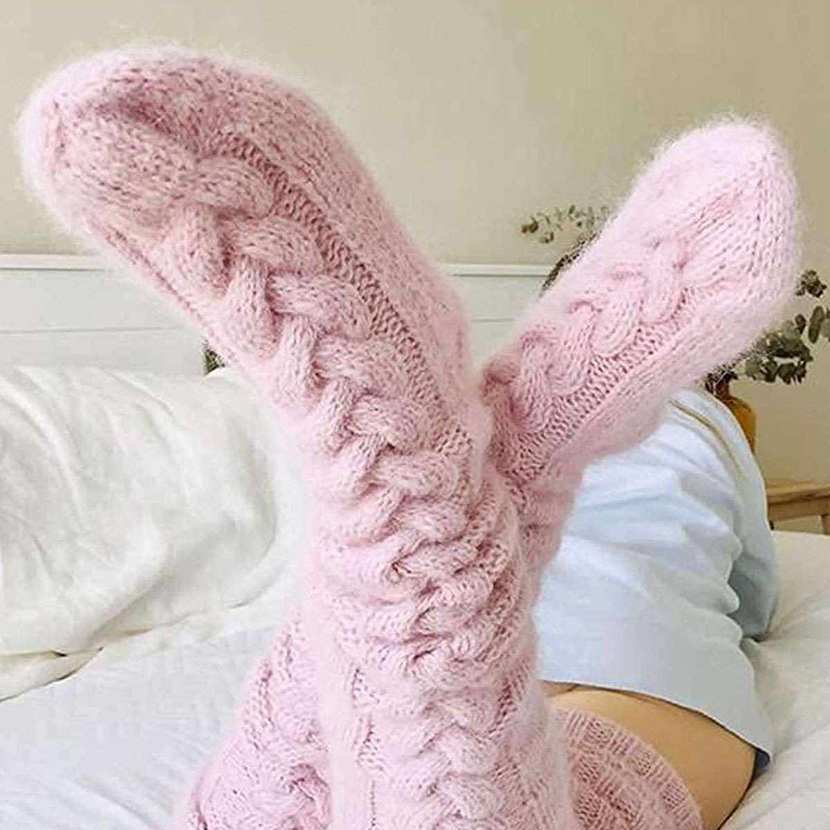 Women Warm Winter Knitted Socks over Knee Long Thigh High Boot Soft Stockings