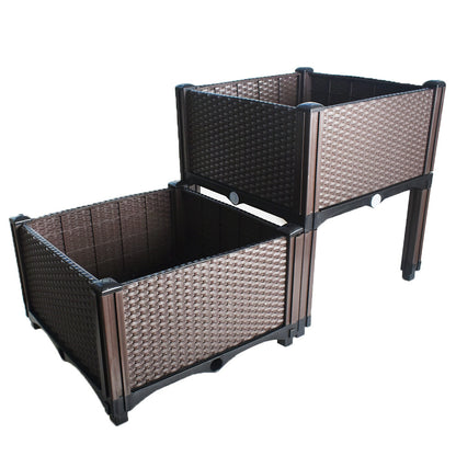 2X Elevated Rectangular Raised Garden Bed Flower Vegetable Grow Planter Care Box