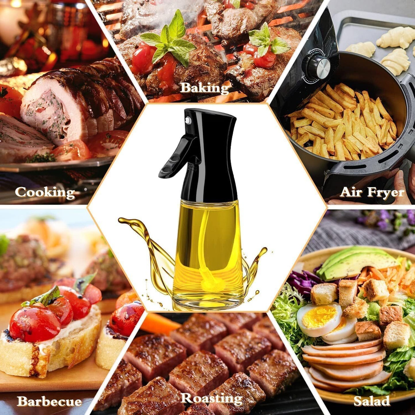 Oil Sprayer for Cooking 180ml - Glass Olive Oil Sprayer Bottle with Brush | Non-Slip Design, Fine Mist for Air Fryer, Grilling & Baking | Kitchen Gift!