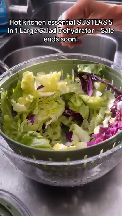SUSTEAS 5 in 1 Large Salad Spinner Dehydrator with Vegetable Chopper, Drainer Ut