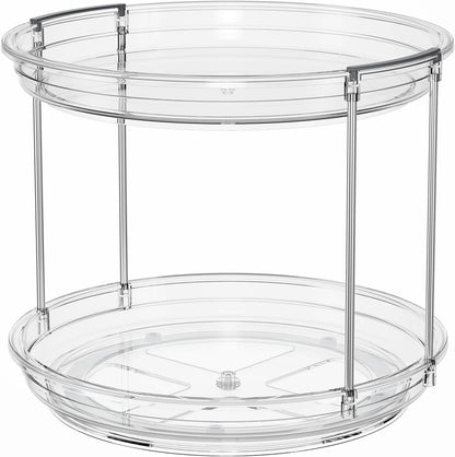 2 Tier 9-Inch Lazy Susan 360° Turnable Spice Storage Organizer Kitchen Cabinet