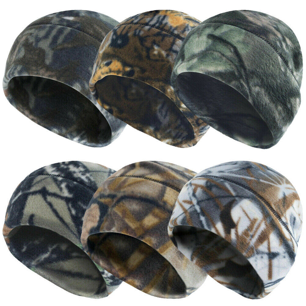Camo Tactical Thermal Skull Cap Winter Warm Skiing Fleece Beanie Hat Men Womem