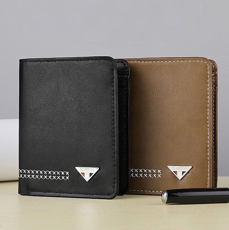 Men'S Functional Bifold Leather Wallet with ID Window Card Holder Slim Purse