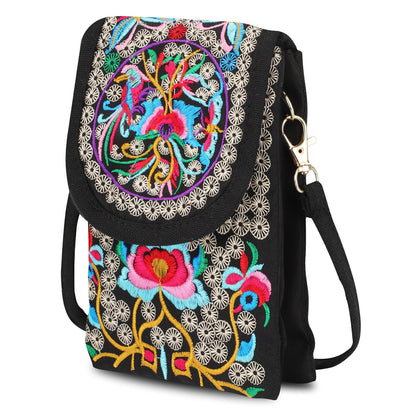 Embroidered Crossbody Cell Phone Bag for Women – Small Purse with Adjustable Strap, Stylish & Lightweight for Travel, Shopping & Everyday Use!