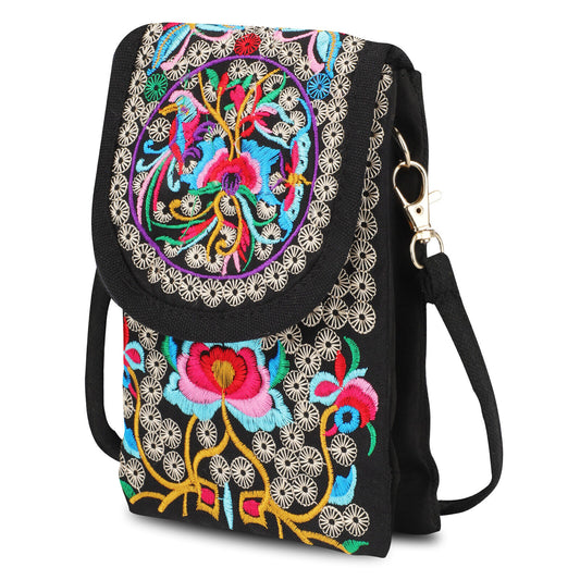 Embroidered Crossbody Cell Phone Bag for Women – Small Purse with Adjustable Strap, Stylish & Lightweight for Travel, Shopping & Everyday Use!