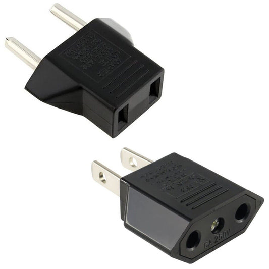 Euro to US or US to Euro Converter Plug Adapter Travel Black