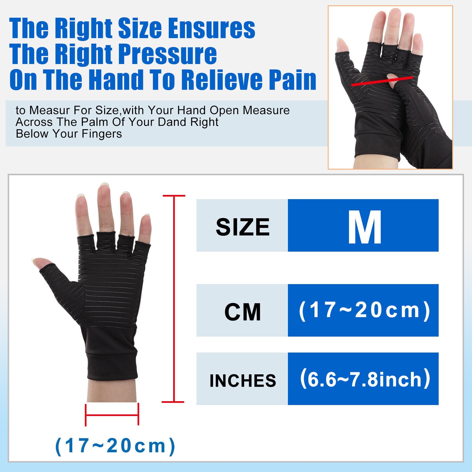 Copper Arthritis Compression Gloves Hand Wrist Brace Support Joint Pain Relief