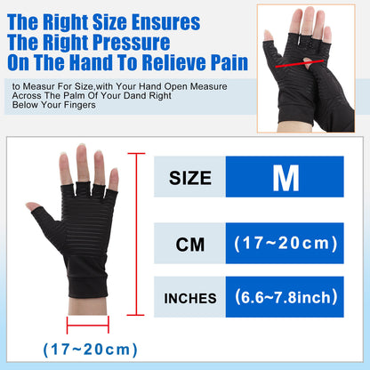 Copper Arthritis Compression Gloves Hand Wrist Brace Support Joint Pain Relief