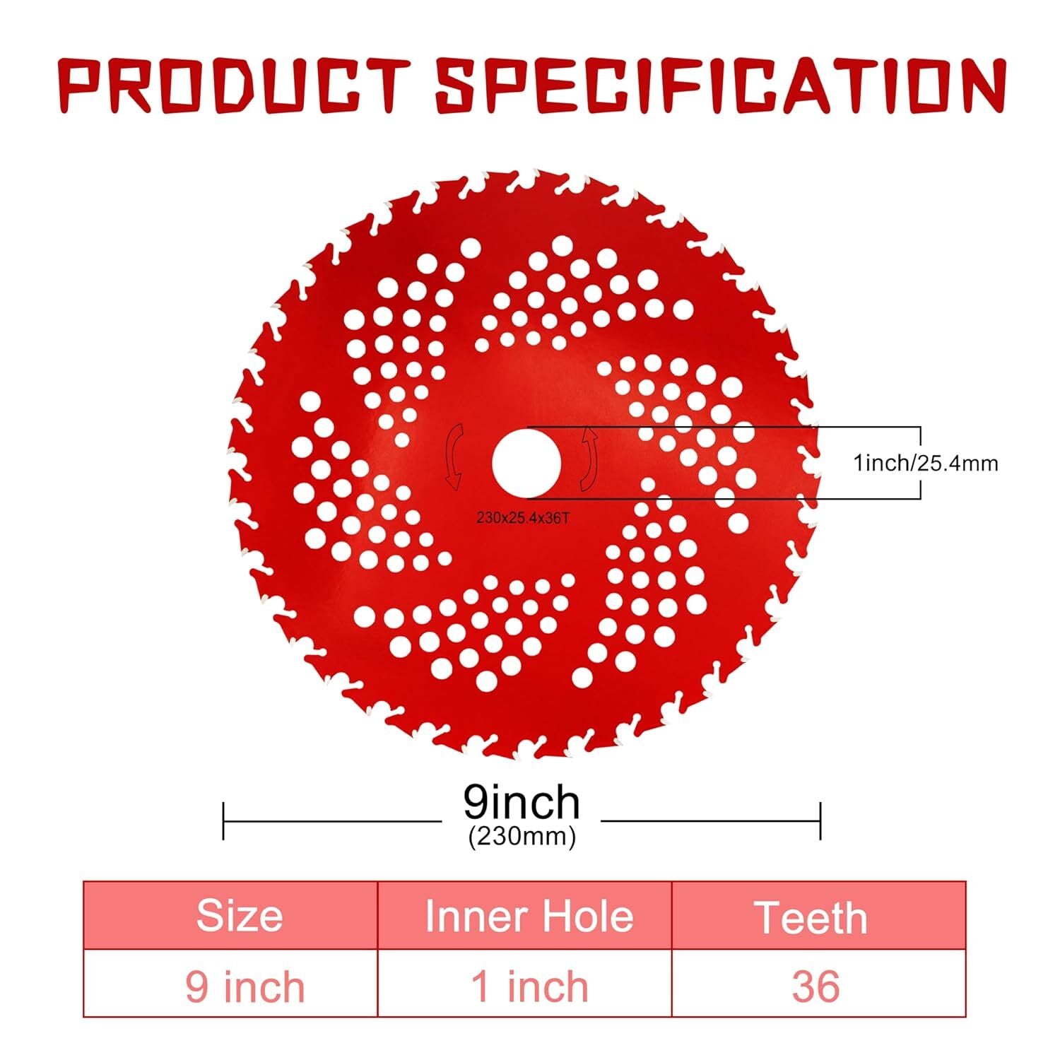 9"X 36 Teeth Carbide Tipped Blade Kit for Brush Cutter Trimmer Weed Eater 2 Pack