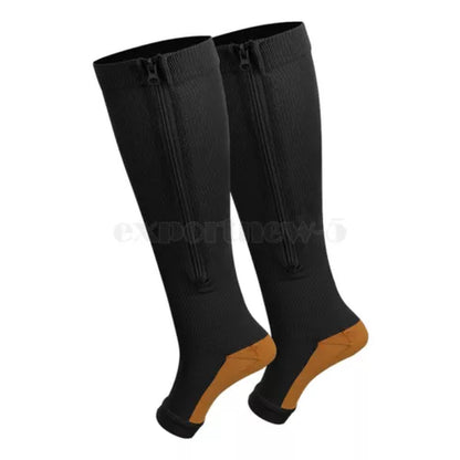 tame impala leg warmers Zipper Medical Compression Support Socks Knee High Open Toe Compression Socks Zip-Up Open Comfort Fit Womenswear Breathable