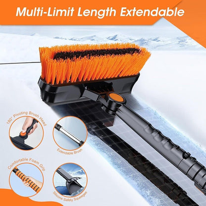 Extendable 4-in-1 Snow Shovel Kit – Portable Brush, Ice Scraper & Collapsible Tools with Pivoting Head & Telescoping Handle for Winter Snow Removal