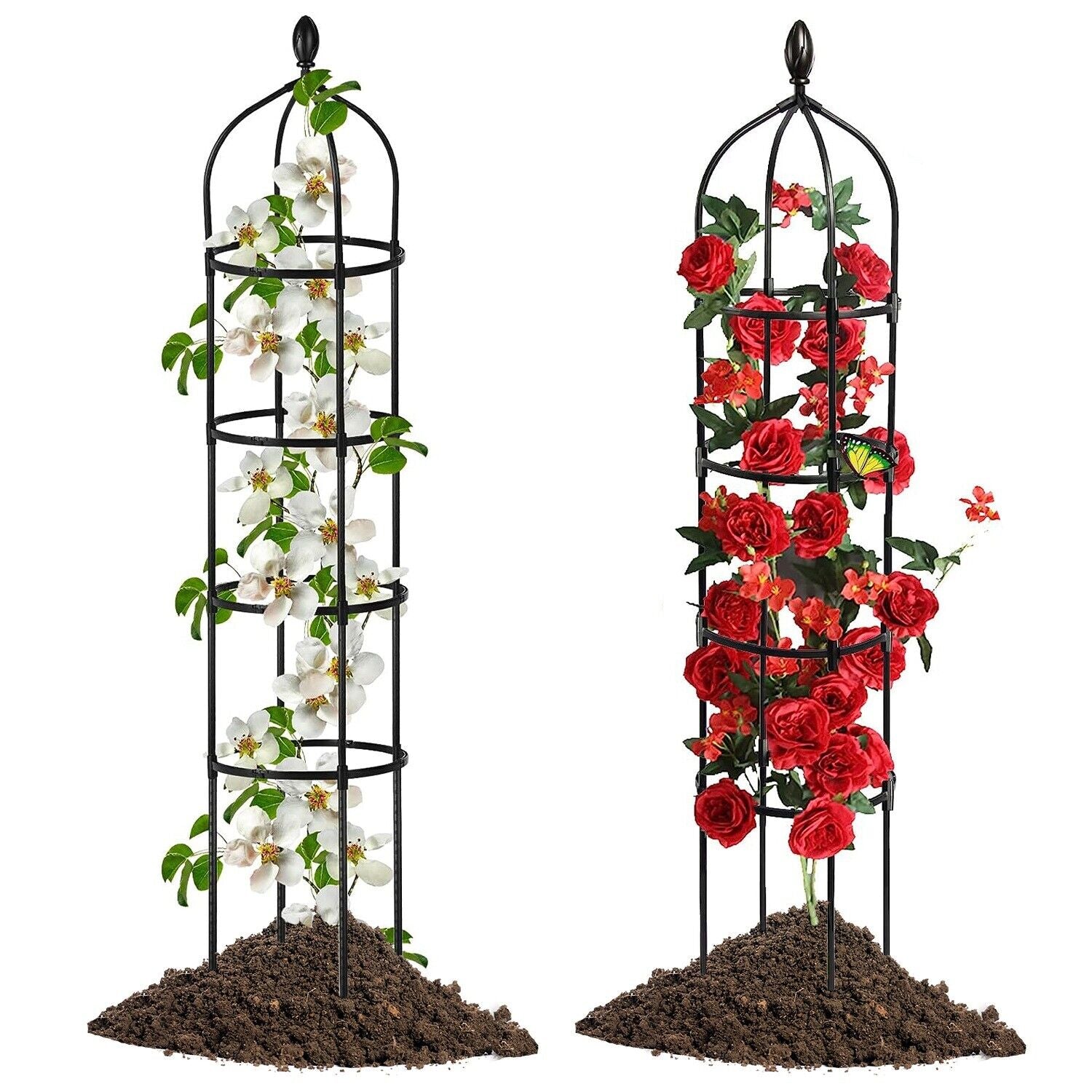 2Pack 6Ft Garden Trellis for Climbing Plants | Rustproof Metal Support for Potted Vine, Rose, Clematis | Sturdy Plant Cage for Outdoor & Indoor Garden