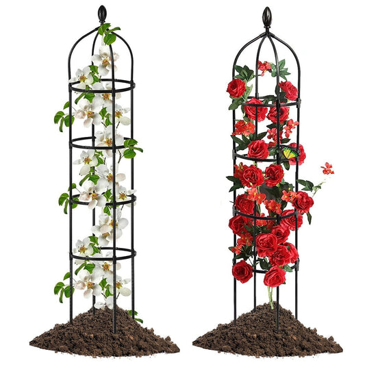2Pack 6Ft Garden Trellis for Climbing Plants | Rustproof Metal Support for Potted Vine, Rose, Clematis | Sturdy Plant Cage for Outdoor & Indoor Garden