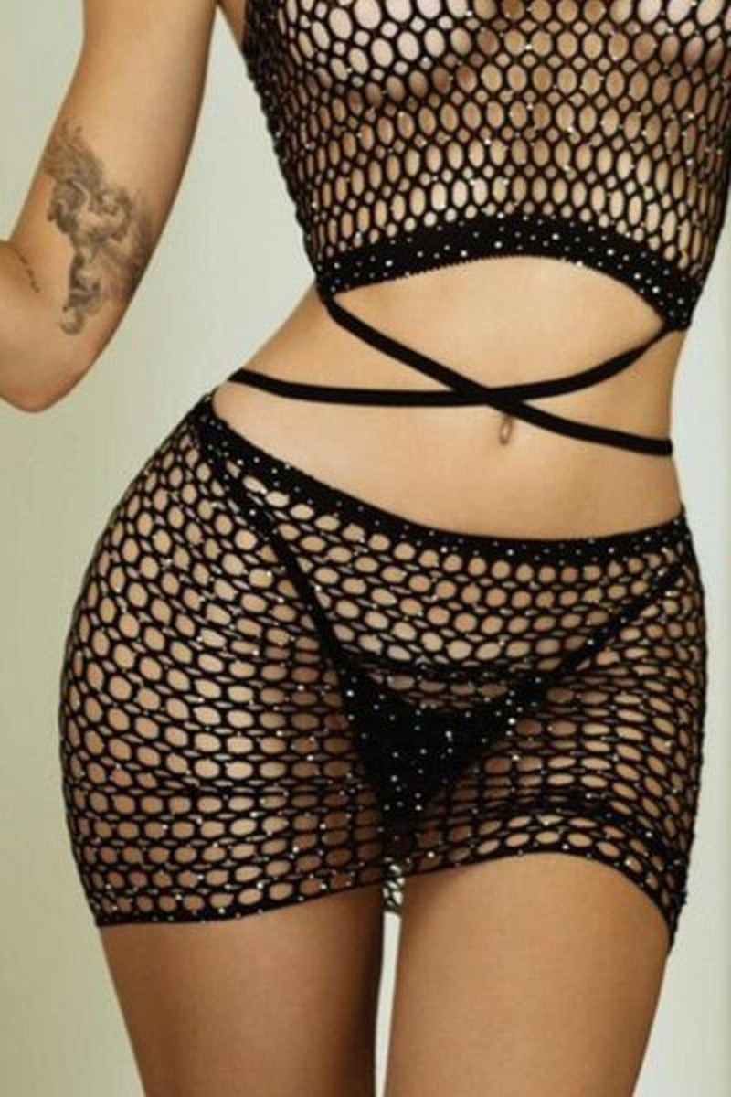 Yelete Crisscross Rhinestone-Embellished Two-Piece Lingerie Set: A Bold Fusion of Elegance and Seduction