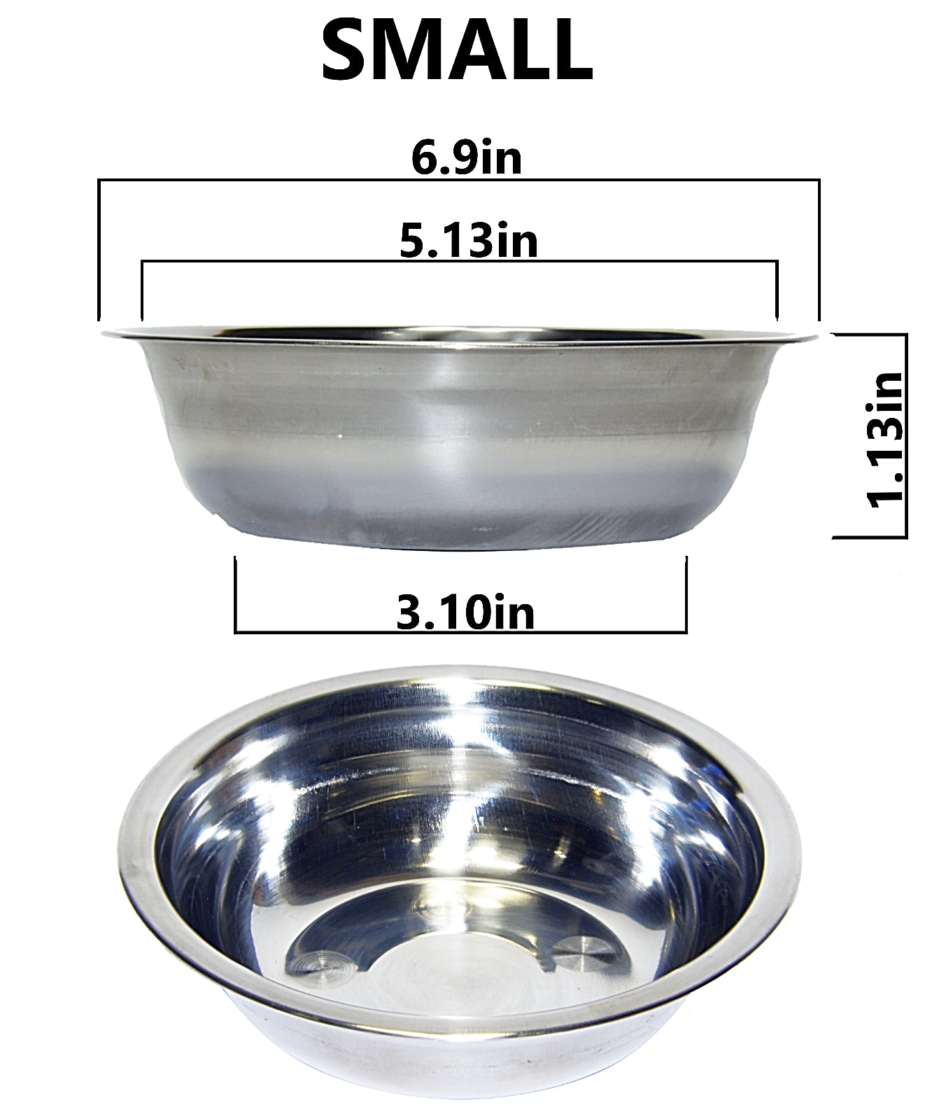 Set of 2 Dog Cat Pet Bowl Dish Metal STAINLESS STEEL Silver New XXS-XXL