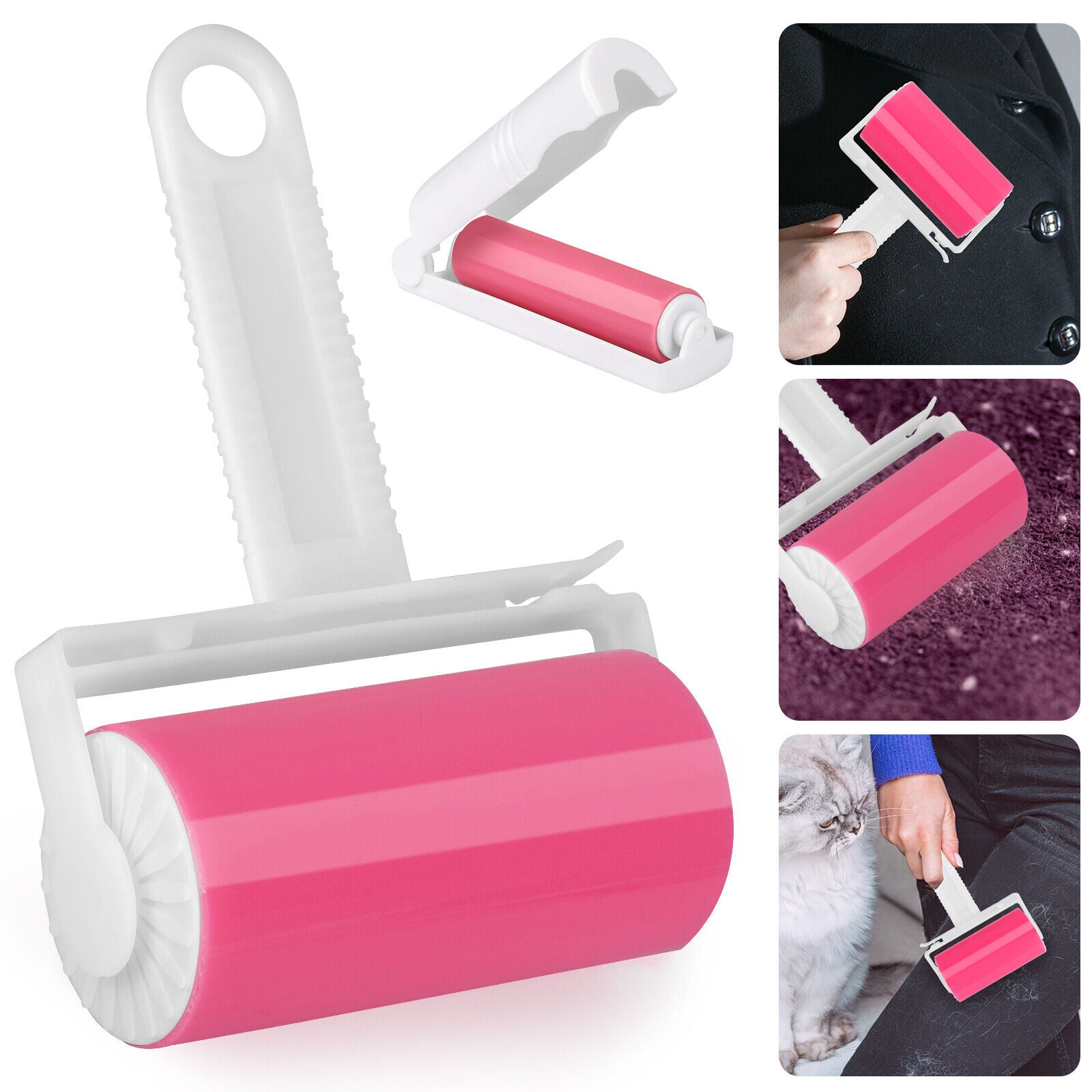 2Pcs Sticky Lint Roller Washable Reusable Hair Remover Portable for Pets Clothes