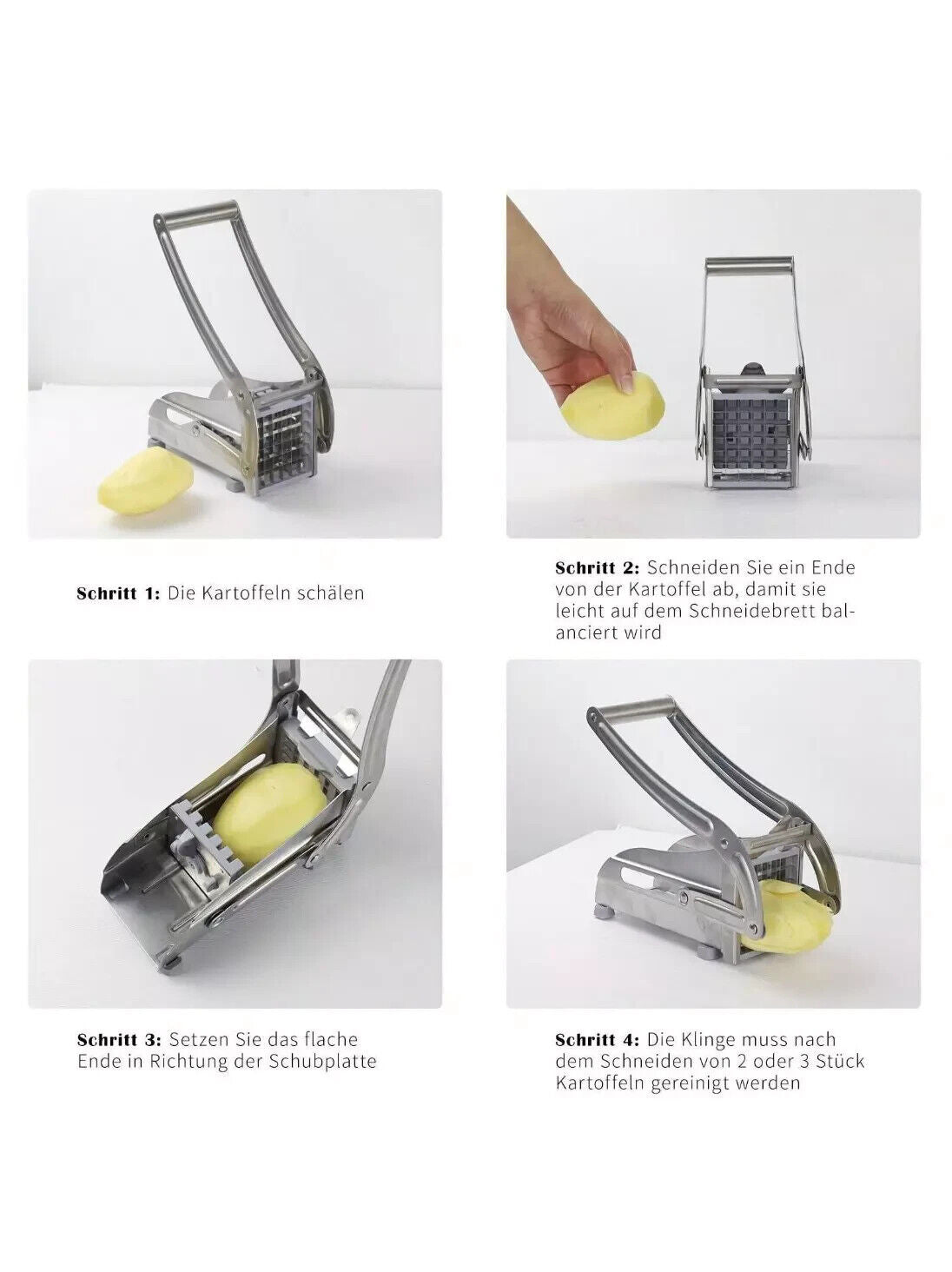 Heavy Duty Stainless Steel French Fry Cutter with Suction Feet for Potatoes