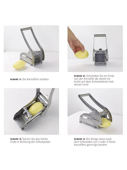 Heavy Duty Stainless Steel French Fry Cutter with Suction Feet for Potatoes