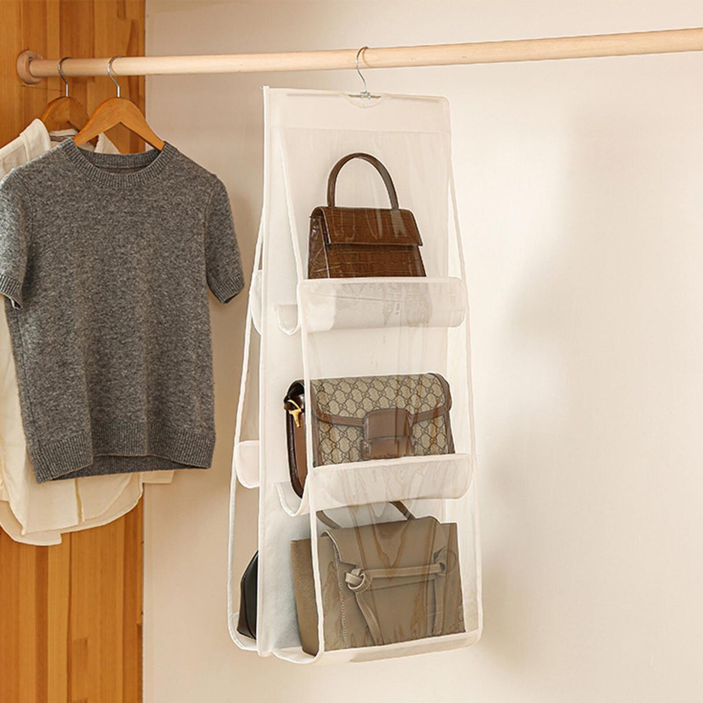 Bag Organizer Hanging Handbag Organizer Storage Artifact Bag Dust-proof Cover Wardrobe Pocket