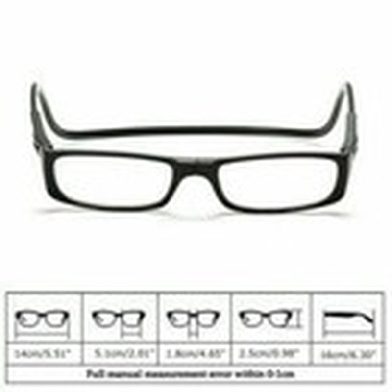 Hanging Folding Magnetic Reading Eyeglasses Glasses Front Click Connect Neck USA