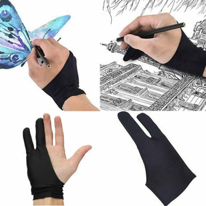 Artist Drawing Glove for Graphic Tablet – 2-Finger Anti-Fouling Glove for Smooth Digital Art, Smudge-Free Sketching, Comfortable Fit, Right & Left-Hand Use