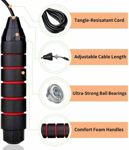 Jump Rope Gym Aerobic Exercise Boxing Skipping Adjustable Bearing Speed Fitness