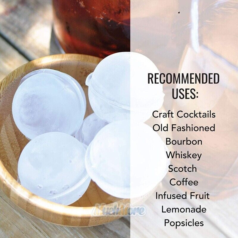 Silicone Ice Cube Ball Maker – 8 Large Round Ice Sphere Molds for Cocktails, Whiskey & More – Food-Grade, Easy Release, Reusable Tray with Funnel