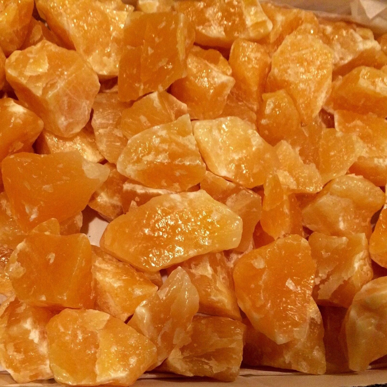 1/2 Lb LOT Calcite Orange Natural Crystal Rough Gemstone Raw Stone Bulk Healing