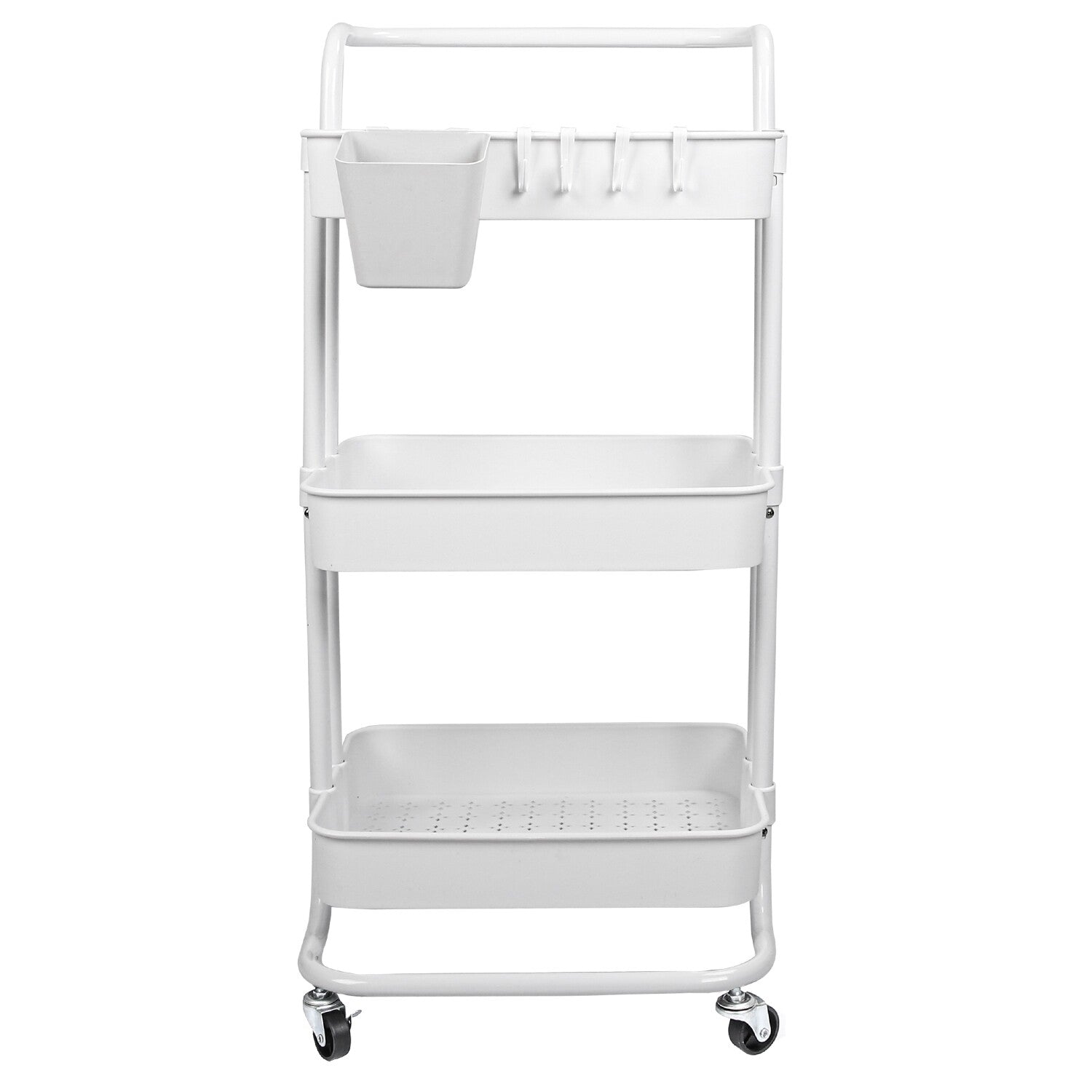 3 Tier Rolling Kitchen Trolley Cart Metal+Pp Storage Shelves Rack Utility Cart